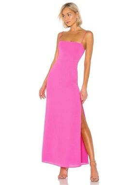 NWT Superdown Revolve Addison Maxi Dress Side Slits Cocktail Party Hot Pink XS